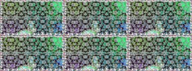 Raster illüstrasyonu. Çiçek ve yapraklı karalama şeklinde Raster çiçek deseni. Gri renkte bahar çiçekleri..