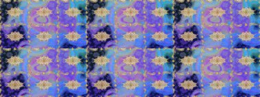 Raster geleneksel oryantasyon süsü. Klasik altın desenli çizim. Altın elementlerle mavi renklerde altın desen.