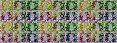 Tarafsız renklerde çok renkli, zarif küçük çiçekler ve komik böcekler, raster deseni, illüstrasyon.