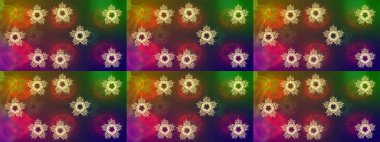 Basit bir kar tanesi. Kahverengi, yeşil ve mor renklerin çizimi. Soyut duvar kâğıdı, ambalaj dekorasyonu. Kışın sembolü, mutlu noeller, mutlu yeni yıl kutlaması Raster illüstrasyonu..