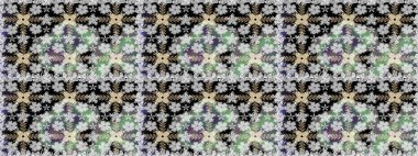 Elle çizilmiş çiçek deseni (fayans). Şirin çiçekleri, desenleri ve gri renkleri olan renksiz bir desen. Tekstil için suluboya desensiz.