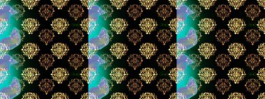 Siyah, mavi ve kahverengi renkli güzel bir tekstil. Çiçeklerle suluboya desenli çiçek deseni. Raster illüstrasyonu.