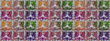 Raster deseni. Ağaç dallı bahar çiçekleri, çiçek siluetiyle nötr renkler.