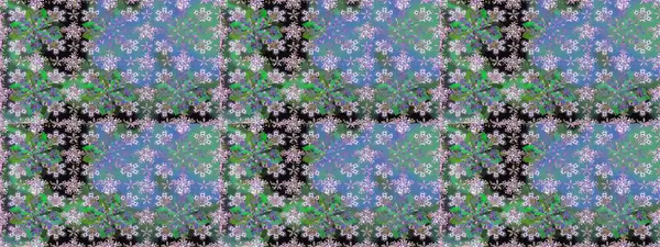 Çiçeklerle suluboya desenli çiçek deseni. Raster illüstrasyonu. Yeşil renkte güzel tekstil.