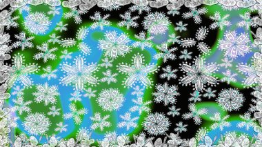 Çiçekli karalama şeklinde Raster çiçek deseni. Yeşil renkli çiçekler. Yumuşak, yaz çiçekli arka plan.