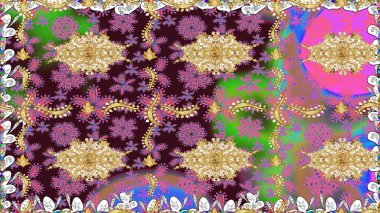 Raster Yumuşak kumaş deseni. Klasik taslak çizimi. Raster çiçek izi. Çiçek rengi eskiz deseni.