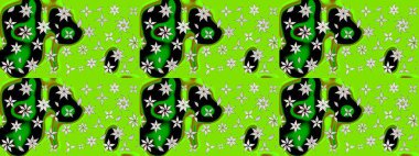 Renkli Bahar Teması eskiz kalıbı. Çiçeksel fantezi tasarımı ve parlak bir arka plan çizimi. Düz Çiçek Elementleri Tasarımı.