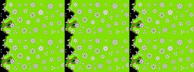 Yeşil renkli etnik çiçeklerle süslenmiş zarif bir eskiz şekli. Asya Tekstil 'inde Raster Çiçek İllüstrasyonu.