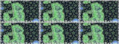 Renkli Bahar Temalı Kusursuz Arkaplan. Sevimli çiçek raster deseni. Düz Çiçek Elementleri Tasarımı. Yeşil renkte çiçekler.