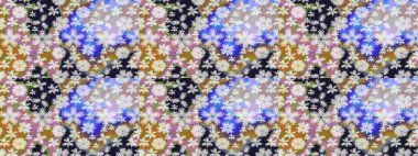 Düz Çiçek Elementleri Tasarımı. Raster illüstrasyonunda kusursuz çiçek deseni. Renkli Bahar Temalı Kusursuz Arkaplan. Tarafsız renklerde çiçekler.