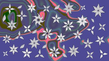 Mor renkli çiçekler. Raster düz çiçek çizim deseni. Tasarım hediye paketi, tebrik kartları, posterler ve afiş tasarımı.