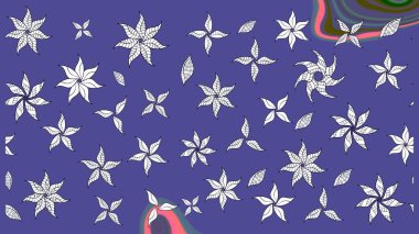 Üzerinde gelincikler ve vadi zambakları olan renkli çiçek desenli nakış deseni. Tekstil tasarımı için mor renkli geleneksel halk çiçekleri buketi.