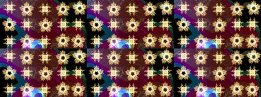 El çizimi çiçek çizimi deseni (fayans). Şirin çiçekli, desenli, kahverengi renkli bir eskiz deseni. Tekstil için suluboya çizim deseni.