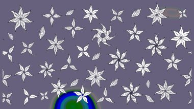 Tarafsız renklerde etnik çiçeklerle süslenmiş zarif bir eskiz. Raster Çiçek İllüstrasyon Şirin Tekstil.