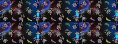 Raster illüstrasyonu. Kar tanelerinin soyut arkaplanı olan şirin bir Noel arkaplanı. Renkler. Noel ve yeni yıl moda baskıları için tatil tasarımı. Gri, mavi ve siyah kar taneleri.