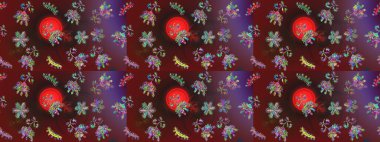 Güzel kumaş deseni. Bahar çiçekleriyle güzel bir çiçek deseni çizmişsin. Raster illüstrasyonu.