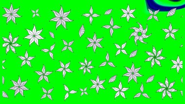 Yeşil renkli şirin çiçek deseni. Renkli Bahar Teması eskiz kalıbı. Raster Modaya uygun kumaş deseni. Düz Çiçek Elementleri Tasarımı.