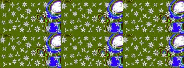 Moda baskıları için zarif bir şablon. Modern çiçek arkaplanı. Halk tarzı. Parlak renkli çiçekleri ve yeşil yaprakları olan harika bir çiçek deseni..