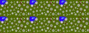 Sevgililer günü ve tebrik kartı konsepti için şık bir davetiye. Üst manzara, yumuşak stil. Yeşil renkte manzaralı çiçek deseni. Çiçek kompozisyonu, el boyası, hassas şablon..