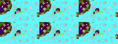 Süslü kumaş deseni. Düz Çiçek Elementleri Tasarımı. Renkli Bahar Teması eskiz kalıbı. Raster illüstrasyonunda çiçek deseni çizimi.