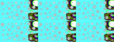 Raster illüstrasyonu. Suluboya tarzında mavi renkte. Küçük çiçekli bahar deseni çiz.