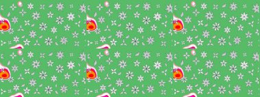 Küçük çiçekteki sevimli çiçek deseni. Raster illüstrasyonu. Yeşil renkte çiçekler.