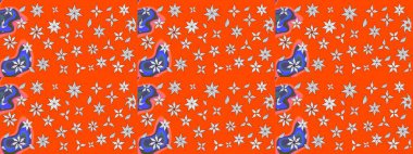 Raster illüstrasyonu. Küçük çiçekli şirin bir desen. Çiçek ve yapraklı çiçek deseni.