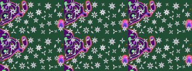 Düz Çiçek Elementleri Tasarımı. Raster illüstrasyonu. Yeşil renkte zarif çiçek buketi suluboya. Renkli Bahar Teması çizim şablonu.