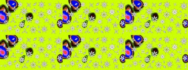 Klasik çiçek tasarımı elementleri. Yeşil kıvırcık çiçekler yeşil renkte şekillenir. Raster illüstrasyonu.