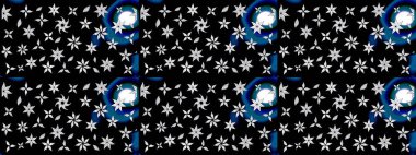 Raster deseni. Küçük çiçekteki sevimli çiçek deseni. Nazik, yaz çiçekleri siyah renklerde. Raster illüstrasyonu.