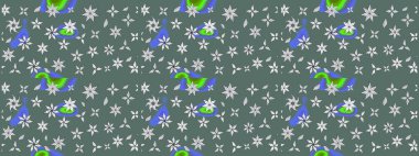 Tarafsız renklerde etnik çiçeklerle süslenmiş zarif bir eskiz. Raster Çiçek İllüstrasyon Şirin Tekstil.