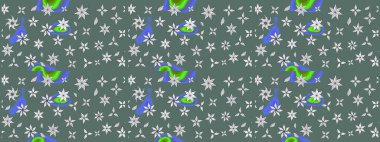 Tarafsız renklerde etnik çiçeklerle süslenmiş zarif bir eskiz. Raster Çiçek İllüstrasyon Şirin Tekstil.