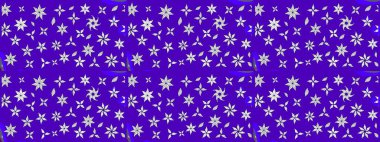 Çok renkli, zarif küçük çiçekler ve mor renkli komik böcekler, raster deseni, illüstrasyon..