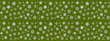 Renkli Bahar Teması eskiz kalıbı. Sevimli çiçek raster deseni. Yeşil renkli çiçekler. Düz Çiçek Elementleri Tasarımı.