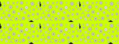 Kumaş desenli papatya çiçeği detayı. Yeşil renkte çiçekler.