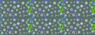 Bir sürü nötr ve soyut çiçekli tropik eskiz deseni. Küçük çiçekteki sevimli çiçek deseni. Varicoloneutral raster çizimi.