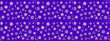 Çok renkli, zarif küçük çiçekler ve mor renkli komik böcekler, raster deseni, illüstrasyon..