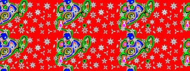 Moda baskıları için zarif bir şablon. Parlak renkli çiçekli ve kırmızı yapraklı harika bir çiçek deseni. Halk tarzı. Modern çiçek arkaplanı.