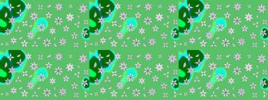 Çiçekli karalama şeklinde Raster çiçek deseni. Yeşil renkli çiçekler. Nazikçe, güzel çiçek arkaplanı..