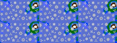 Renkli Bahar Teması eskiz kalıbı. Mavi renkli çiçekler. Düz Çiçek Elementleri Tasarımı. Çiçekli çiçek deseni, suluboya. Raster illüstrasyonu.