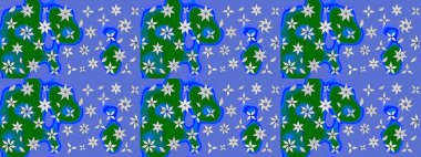 Çiçeksel fantezi tasarımı ve parlak bir arka plan çizimi. Düz Çiçek Elementleri Tasarımı. Renkli Bahar Teması çizim şablonu.