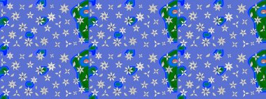 Raster. Mavi renkte güzel çiçekler, suluboya desenli eskiz deseni, duvar kağıdı, kart veya kumaş için fayanslı..