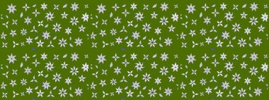 Raster illüstrasyonu. Düz Çiçek Elementleri Tasarımı. Renkli Bahar Teması eskiz kalıbı. Yeşil renkte zarif çiçekler ve suluboya..