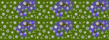 Çiçekli eskiz çizimi. Düz Çiçek Elementleri Tasarımı. Renkli Yaz Temalı eskiz kalıbı. Yeşil renkte çiçekler.