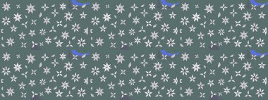 Raster illüstrasyonu. Tarafsız renklerde bahar çiçekleri. Patlayan çiçekler soyut olarak yerleştirilmiş. Raster deseni.