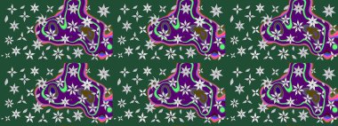 Moda baskıları için zarif bir şablon. Halk tarzı. Parlak renkli çiçekli ve yeşil yapraklı harika bir çiçek deseni. Modern çiçek arkaplanı.