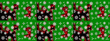 Düz Çiçek Elementleri Tasarımı. Süslü kumaş deseni. Raster illüstrasyonundaki çiçek desenli çizim. Renkli Bahar Teması çizim şablonu.