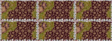 Eskiz tarzı kahverengi renklerde. Raster illüstrasyonu. Şirin karalama çiçekleri olan kusursuz çiçek desenleri. Raster illüstrasyonu. El yapımı çiçek ve bitki koleksiyonu.