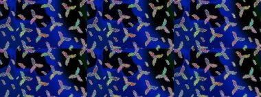 Mavi, siyah ve yeşil renkler üzerine şirin soyut kar tanesi raster tasarımı. Yeni yıl kar tanesi. Düz kar karalama ikonları, kar taneleri silueti Noel afişi için, kartlar.