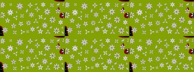 Raster Illustrasyon 'daki Çiçek Deseni' nin son moda çizimi. Renkli Yaz Temalı eskiz kalıbı. Yeşil renkli çiçekler. Düz Çiçek Elementleri Tasarımı.